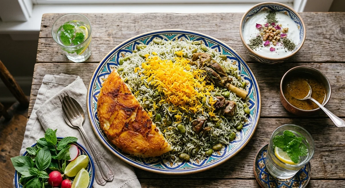 باقالی پلو (أرز بالفول والشبت)