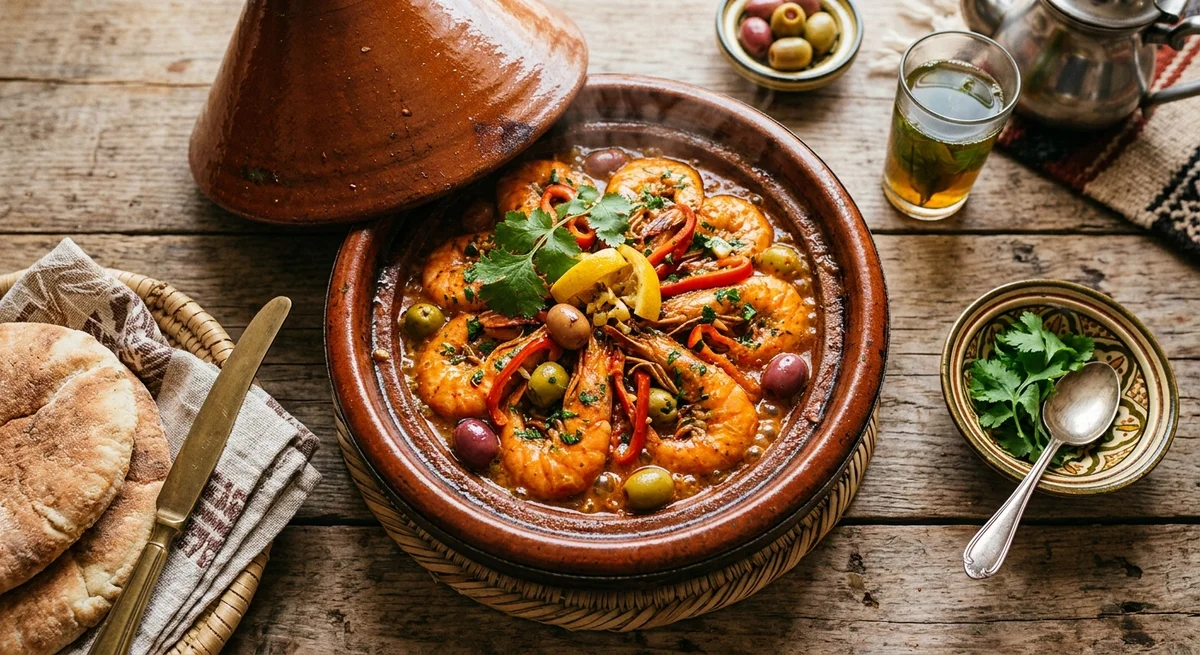 طاجين الجمبري بالشرمولة